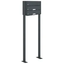 AL Briefkastensysteme Durchwurfbriefkasten 2 Fach RAL 7016 Anthrazitgrau inkl. Zeitungsfach