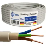 M&G Techno 20m NYM-J 3x1,5 mm2 Mantelleitung Feuchtraumkabel Elektrokabel Kupfer Made in Germany