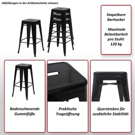 MCW Barhocker A73 4er-Set Metall stapelbar Grün