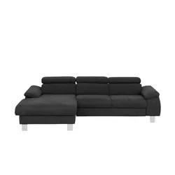 uno Ecksofa aus Velours Micky ¦ schwarz ¦ Maße (cm): B: 166 H: 72 T: 244.0