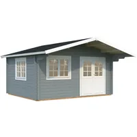 Palmako Gartenhaus Helena 15,1 m2 - 70 mm hellgrau/weiß