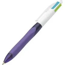 BIC 4-Farben-Kugelschreiber 4 Colours GRIP Fashion lila/weiß, Schreibfarbe: hellgrün, rosa, violett, türkis, 1 St.
