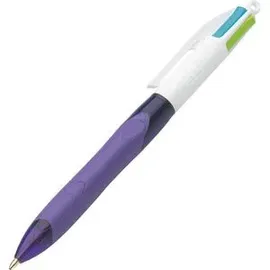 BIC 4-Farben-Kugelschreiber 4 Colours GRIP Fashion lila/weiß, Schreibfarbe: hellgrün, rosa, violett, türkis, 1 St.