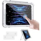 MoKo Tablet Halterung für Tablets bis 11", Wasserdicht Tablet Ständer für iPad 10/Pro 11 2022, 360° Drehung Beschlagfrei Wandhalterung Ständer mit 2 Wandaufklebern für Dusche Badezimmer Küche, Klar