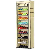 Bakaji Platzsparender Schuhschrank 60 x 30 x 175 cm 11 Regalböden / beige