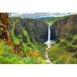 Fototapete PAPERMOON "MALETSUNYANE-WASSERFALL LESOTHO AFRIKA FLUSS BERG", bunt, B:3,00m L:2,23m, Vlies, Tapeten