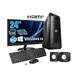 Desktop-PC komplett – SSD 240 GB – Windows 11 Pro 64 Bit – WLAN – HDMI – VGA – Tastatur und Maus USB Audiogehäuse ... (CPU: I5 - RAM 16 GB, Monitor 24 Zoll)