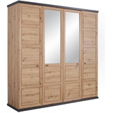 hom'in Hom`in Drehtürenschrank, Dunkelgrau, Eiche Artisan, - 205x209x60 cm,