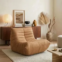 [en.casa] Bodensessel Kodsø Mikrofaser 75 x 90 x 100 cm Braun