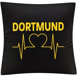 multifanshop Kissenbezug - Dortmund - Herzschlag - Druck gelb - Kissen