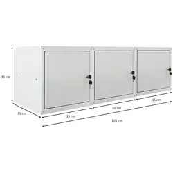 PROREGAL Mega Deal 3x Schließfachwürfel Cubic, HxBxT 35x35x35cm, Grau, Spind Spindschrank Schließfachschrank Schließfachgarderobe Metall