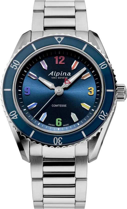 Alpina Alpiner Collection Comtesse Sport Quartz 36,5mm rainbow" AL-235NRB3C6B" - blau,silber - 36.5mm