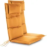 normani 2er-Set Stuhlauflagen Hochlehner mit Kissen - Sitzpolster Gartenstuhlauflagen f r Drau en und Drinnen aus pflegeleichtem und wasserdichtem Outdoor Material 120x50 cm Made in EU Farbe Orange
