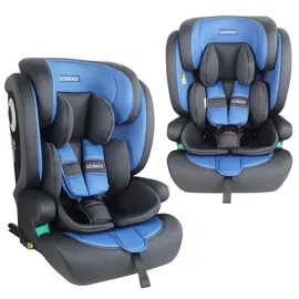 XOMAX Kindersitz ISOFIX I mitwachsend I 9-36 kg, 15 Monate - 12 Jahre, Gruppe 1/2/3 I 5-Punkt-Gurt und 3-Punkt-Gurt I Bezug abnehmbar und waschbar I ECE R129 I anthrazit-blau