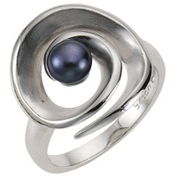 ZEEme Fingerring 925/- Sterling Silber Perle schwarz«, Handschmuck (Ringe), 752898-56 weiß + schwarz)