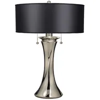 Elstead Lighting Tischlampe Beistelllampe Schlafzimmerlampe Leinen Zinkguss Schwarz H