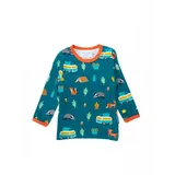 Toby Tiger Langarmshirt mit Wohnmobil Print in grün | Gr.: 68