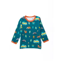 Toby Tiger Langarmshirt mit Wohnmobil Print in grün | Gr.: 68