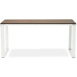 Kadima Design Arbeitstisch  160x80x74 cm  Robust Modern Zweifarbig  Braun-Weiß  Bürotisch mit großer Arbeitsfläche  Melamin & Metall