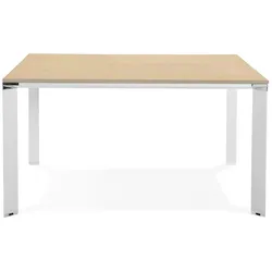 Kadima Design Bürotisch quadratisch modern  140x140 cm  Chromakzente  Großzügiger Workspace  Beige-Weiß