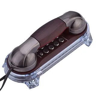 VBESTLIFE Retro Telefon,Nostalgietelefon Mode hängende Telephone Anrufer Wand Montiert mit Blauer Hintergrundbeleuchtung (Braun)