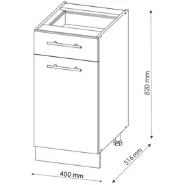 Vicco Midischrank Fame-Line Bordeaux Hochglanz/Weiß 40 x 51.5 x 81.5 cm, ohne Arbeitsplatte