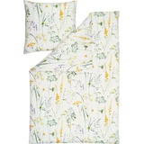 Estella Bettwäsche Melis Interlock-Jersey lindgrün-apricot-wollweiß Größe 155x200 cm (80x80 cm)