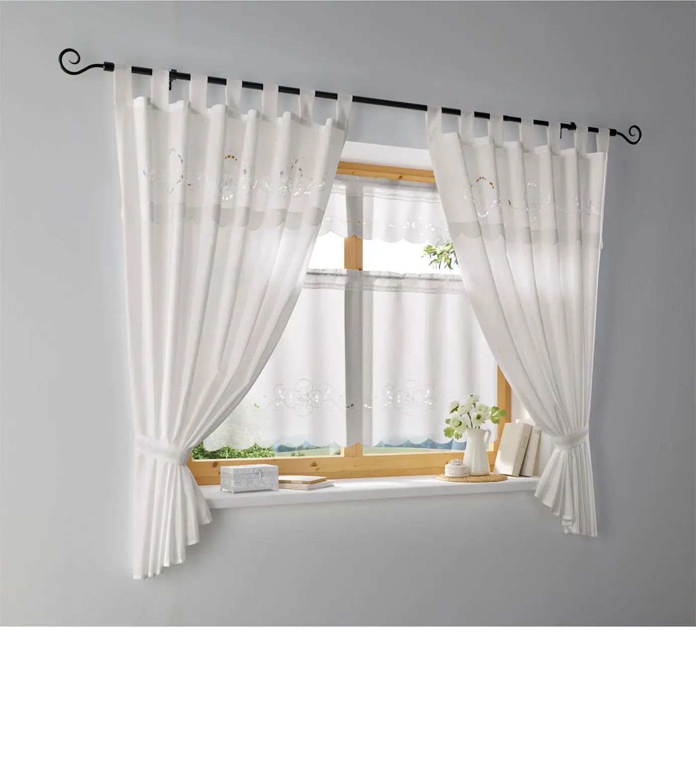 Querbehang HEINE HOME Gr. 5, weiß, B:120cm H:45cm, Polyester, Gardinen