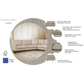 Home Affaire Ecksofa HOME AFFAIRE "Pinto, XXL, 250/290 cm, langer Schenkel, Ottomane", grau (hellgrau), B:290cm H:85cm T:250cm, Luxus-Microfaser in Lederoptik(100% Polyester);Cord (92% Polyester, 8% Polyamide), Sofas, Ecksofa, Cord, Chenille, Lederoptik, mit Keder,