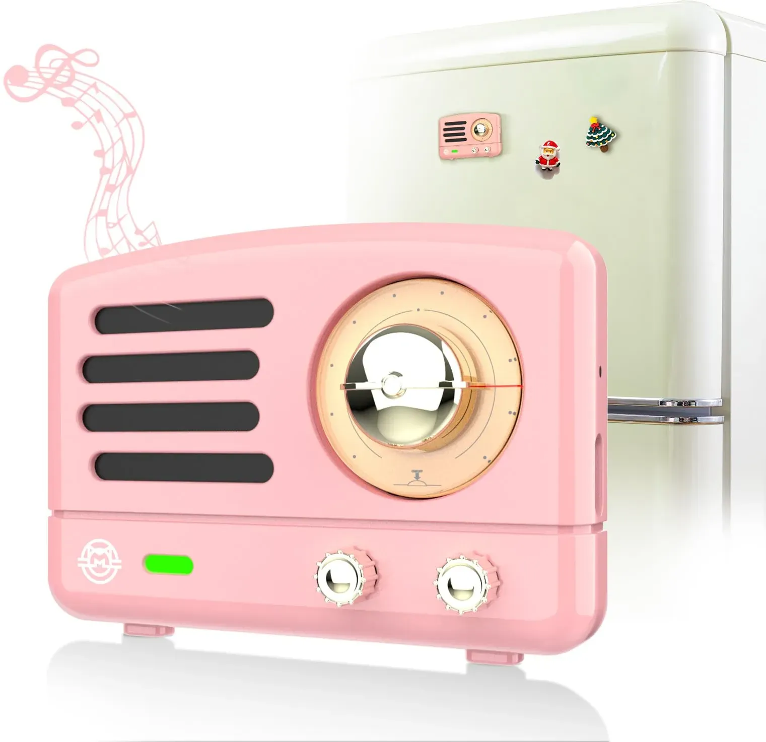 Muzen Muttertagsgeschenk Geschenke für Frauen, Sticker Magnetischer Bluetooth Lautsprecher, Mini Retro Bluetooth Speaker mit Magnet USB C Kable Bluetooth 5.3, Vintage Geschenke Heimdekoration (Rosa)