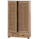 MCW Schrank MCW-N87, Wohnzimmerschrank, 3D-Flecht-Design 2 Türen 3 Staufächer 2 Schubladen Soft-Close, 138x80x36cm ~ braun