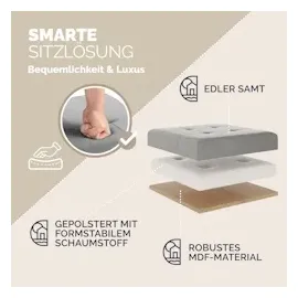 CASARIA CASARIA® Sitzhocker mit Stauraum Samt Grau