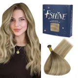 Fshine Genius Tressen Echthaar 50cm Haarverlängerung Echthaar Extensions zum Einnähen 60g Tressen Extensions Echthaar Honigblond Mix Platinblond Farbe 6 27 60