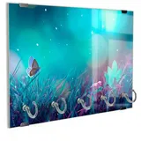 DEQORI Schlüsselbrett 'Märchenhafte Wiese', (1 St), Schlüsselhalter Schlüssel Haken Schlüsselboard modern Schlüsselleiste grün|lila
