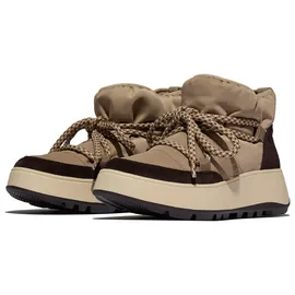 FitFlop F-Mode Damen-Stiefelette mit resistentem Biofleece-Netzgewebe, Flatform-Stiefelette, Taupe, Größe 36, taupe, 36 EU