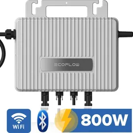 sunniva SUNNIVA® 2392W Balkonkraftwerk 800W komplett Steckdose, Ecoflow Stream 800W Wechselrichter, PV Solaranlage Komplettset, 4x 460W BIFAZIAL, FULL BLACK, Glas-Glas Solarmodule, inkl.5m Kabel, Bluetooth
