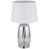 GLOBO LIGHTING Tischleuchte CLASSY, ohne Leuchtmittel, Design Tischlampe, Wohnzimmer, Schlafzimmer, Flur, Textilschirm silberfarben
