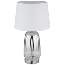 GLOBO LIGHTING Tischleuchte CLASSY, ohne Leuchtmittel, Design Tischlampe, Wohnzimmer, Schlafzimmer, Flur, Textilschirm silberfarben