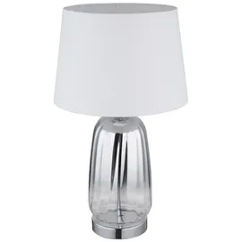 GLOBO LIGHTING Tischleuchte CLASSY, ohne Leuchtmittel, Design Tischlampe, Wohnzimmer, Schlafzimmer, Flur, Textilschirm silberfarben