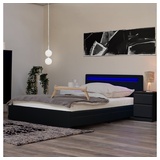 Home Deluxe LED Bett NUBE mit Schubladen und Matratze 180 x 200cm - versch. Ausführungen - schwarz,