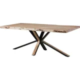 Massivmoebel24 Baumtisch 240x100x77 Akazie beige lackiert / Kreuzgestell anthrazit matt / natur FREEFORM - Beige