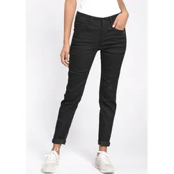 5-Pocket-Jeans GANG "94AMELIE", Damen, Gr. 27, N-Gr, schwarz, Denim/Jeans, Obermaterial: 60% Baumwolle, 36% Polyester, 4% Elasthan, unifarben, modisch, bequem lang, Jeans, aus Sweatdenim mit schrägen tief sitzenden Gesäßtaschen, Topseller