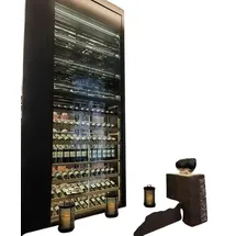 JV Möbel Eleganter schwarzer Weinschrank aus Edelstahl mit moderner Design