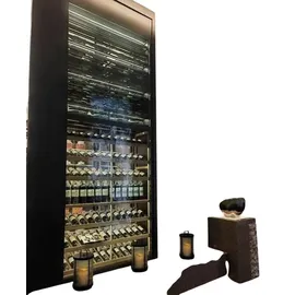 JV Möbel Eleganter schwarzer Weinschrank aus Edelstahl mit moderner Design