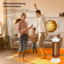Kesser KESSER® Standheizstrahler Infrarotheizung, 1200W Heizstrahler Energieeffiziente Heizung Innenraum mit 360° Oszillation, Infrarotheizung Standgerät, Elektroheizung IP55, Terrassen-Heizstrahler