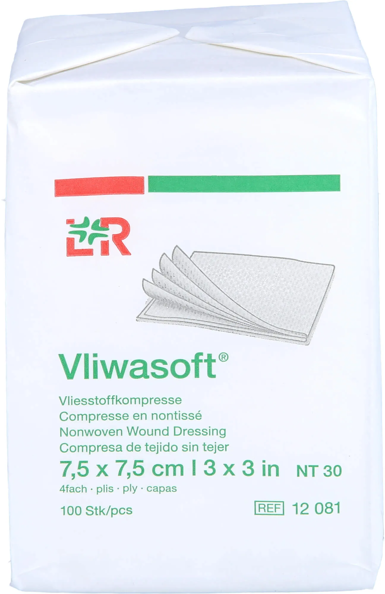 Vliwasoft Vlieskompressen 7.5x7.5 cm Unsteril 4L. 100 ST