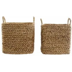 Korb-Set DKD Home Decor Braun natürlich Binsen (2 Stücke)