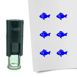 CombiCraft Selbstfärbender Stempel 'Fisch' in der Farbe Blau, Ø10mm