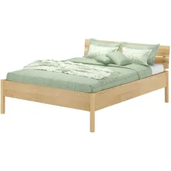 Erst-Holz Metallfreies Doppelbett Eschenholz mit Lattenrost 160x200 Tischlerarbeit V-60.90-16K
