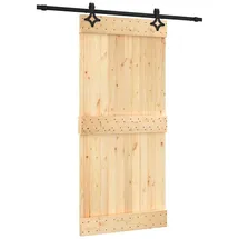 vidaXL Schiebetür Natürlich und Schwarz rechts 95 x 210 cm braun/schwarz